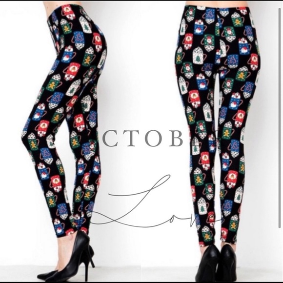 NWT! Plus Size Soft Christmas Cup Leggings Black Soft Brushed Amazing (1x-3x) - Picture 2 of 2